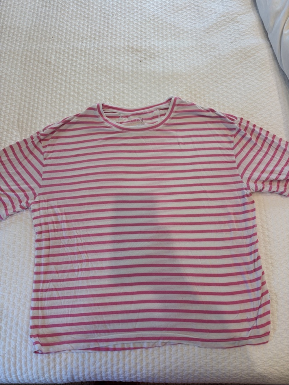 Addison Bay Pink and White Striped Short Sleeve Tee